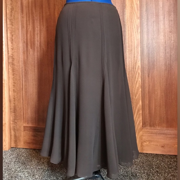 Lauren by Ralph Lauren Brown Silk Maxi Skirt - Picture 4 of 8